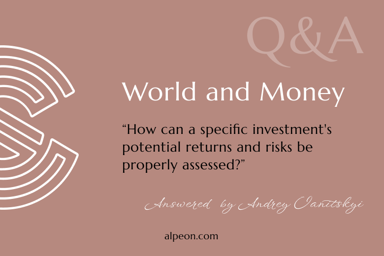 How can a specific investment's potential returns and risks be properly assessed?